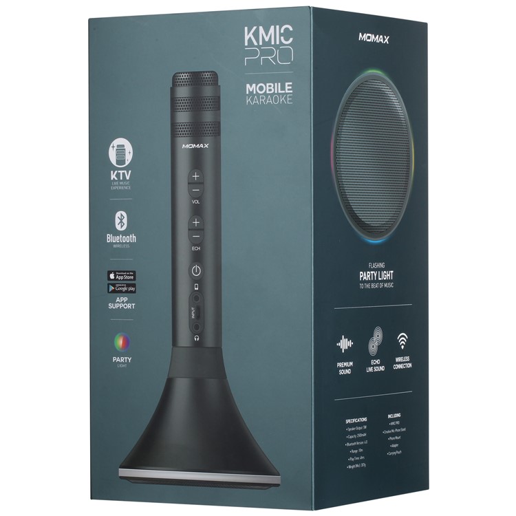 MOMAX K-MIC PRO Wireless Karaoke Microphone Kit with Mobile Phone Holder - Black-20