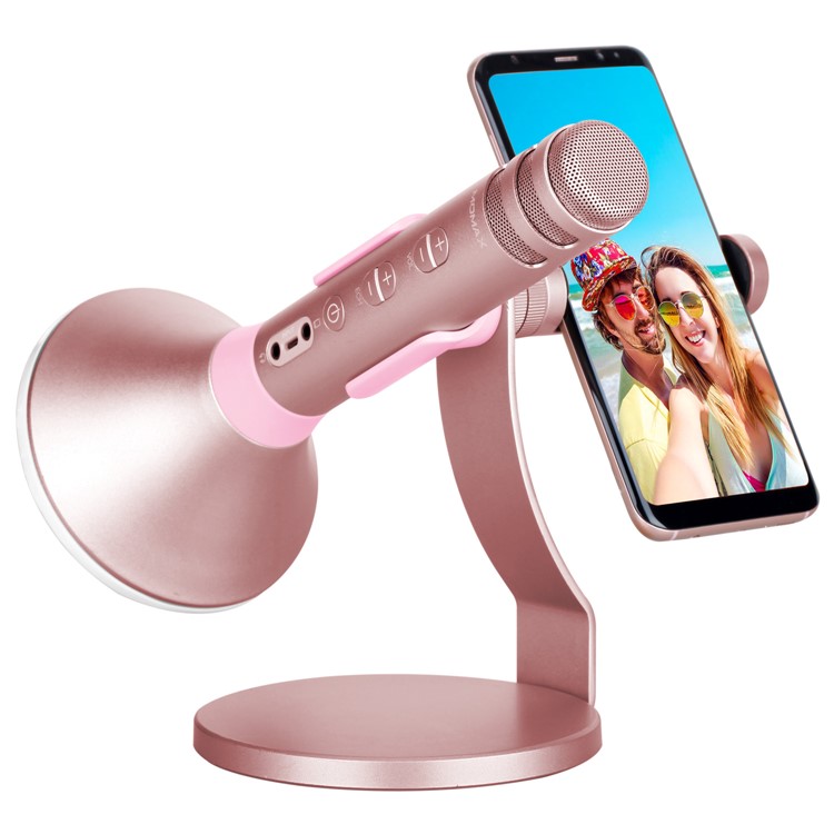 MOMAX K-MIC PRO Wireless Bluetooth Mobile Microphone Karaoke Kit with LED Light - Rose Gold Color-1