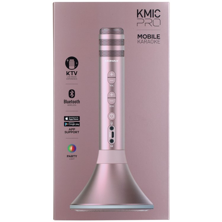 MOMAX K-MIC PRO Wireless Bluetooth Mobile Microphone Karaoke Kit with LED Light - Rose Gold Color-16