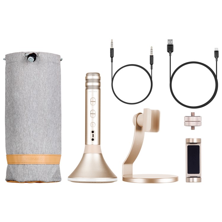 MOMAX K-MIC PRO Wireless Microphone Karaoke Portable Bluetooth Microphone Singing Machine - Gold Color-11