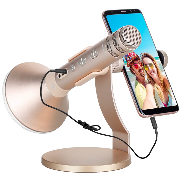 MOMAX K-MIC PRO Wireless Microphone Karaoke Portable Bluetooth Microphone Singing Machine - Gold Color-12