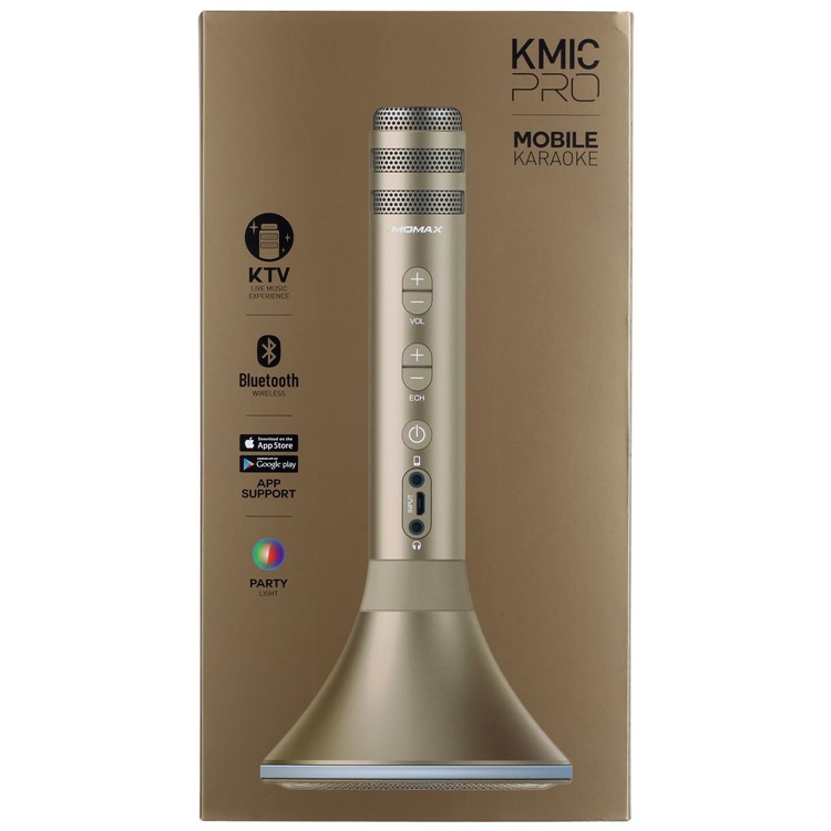 MOMAX K-MIC PRO Wireless Microphone Karaoke Portable Bluetooth Microphone Singing Machine - Gold Color-20