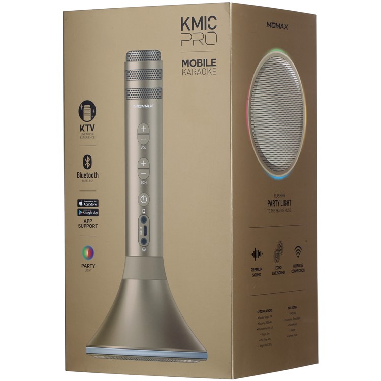 MOMAX K-MIC PRO Wireless Microphone Karaoke Portable Bluetooth Microphone Singing Machine - Gold Color-22