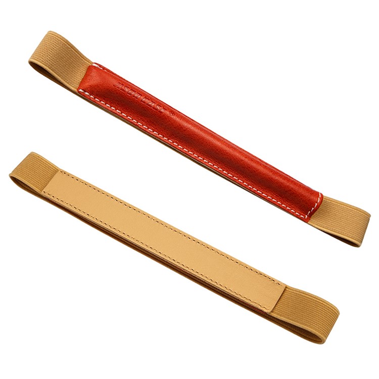 JISONCASE Genuine Cowhide Leather Elastic Band Pencil Bag for Apple Pencil - Red-3