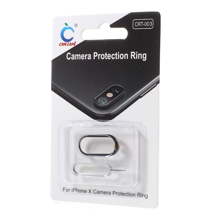 CMZWT Back Camera Lens Guard Ring Cover + Eject Pin for iPhone X/10 - Black-7
