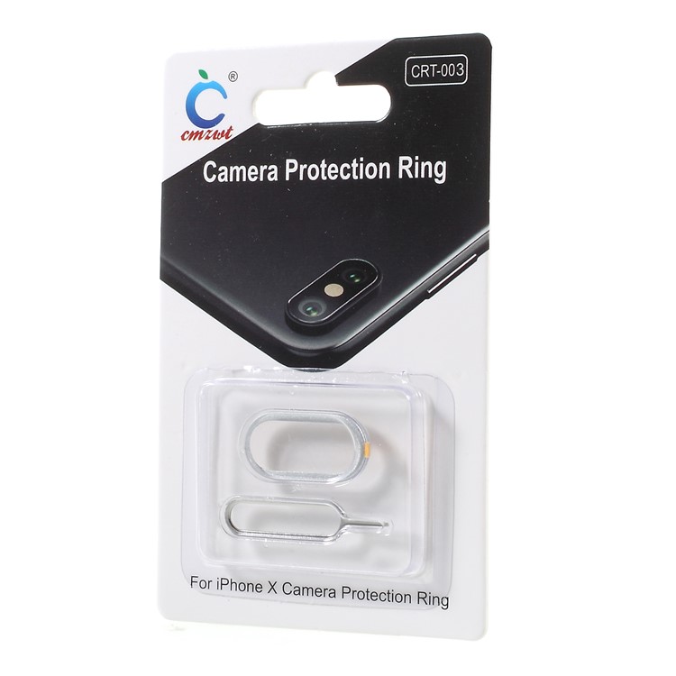 CMZWT Back Camera Lens Protection Ring + Eject Pin for iPhone X/10 - Grey-5