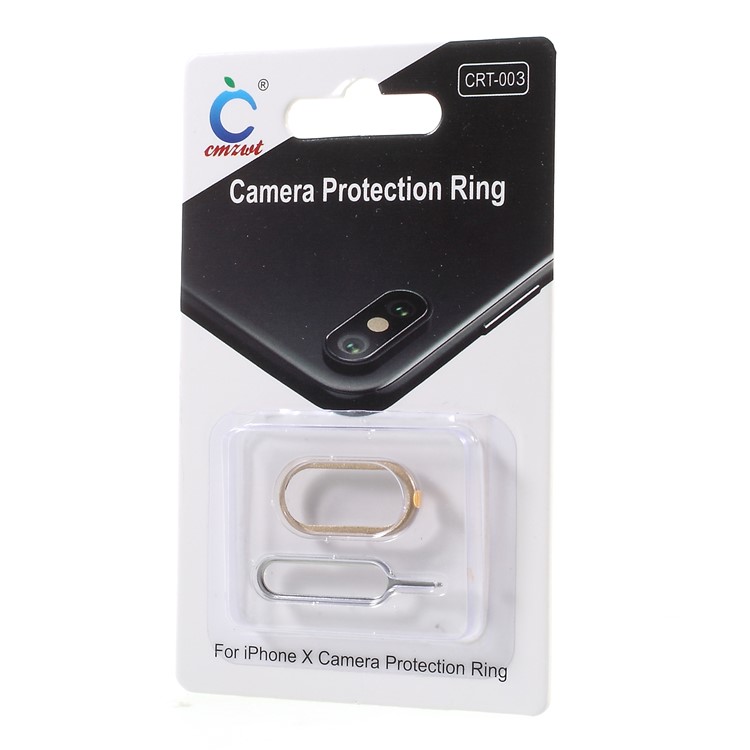 CMZWT Rear Camera Lens Protective Ring + Eject Pin Set for iPhone X/10 - Gold Color-5