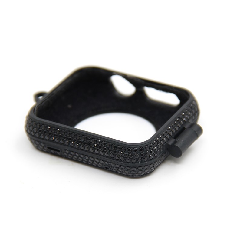 Luxury Diamond Pocket Watch Protective Case with Chain for Apple Watch Series 3/2/1 38mm - Black-2