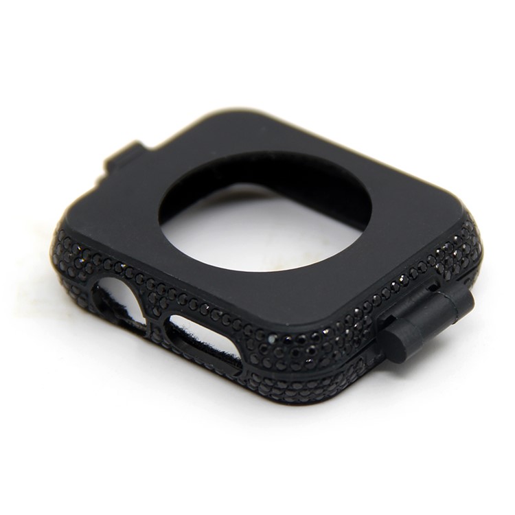 Luxury Diamond Pocket Watch Protective Case with Chain for Apple Watch Series 3/2/1 38mm - Black-3