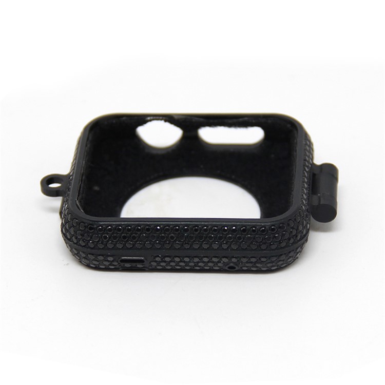 Luxury Diamond Pocket Watch Protective Case with Chain for Apple Watch Series 3/2/1 38mm - Black-4