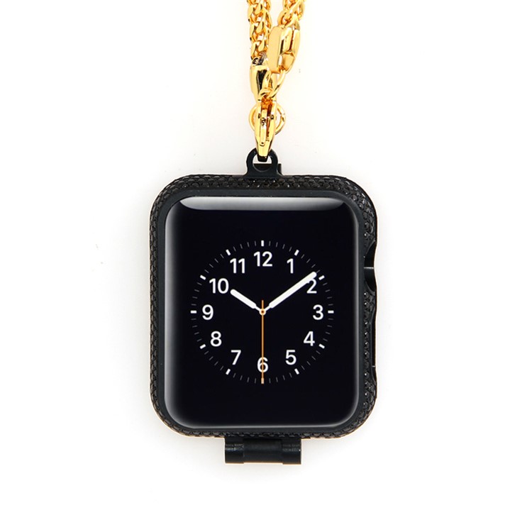 Luxury Diamond Pocket Watch Protective Case with Chain for Apple Watch Series 3/2/1 38mm - Black-6