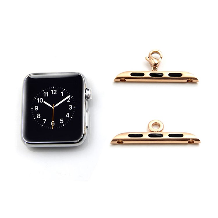 1 Pair of Stainless Steel Lobster Clasp and Loop Axle Adapters for Apple Watch Series 3/2/1 38mm - Gold Color-2