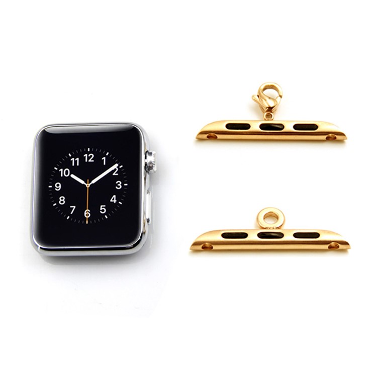 1 Pair of Stainless Steel Lobster Clasp and Loop Axle Adapters for Apple Watch Series 3/2/1 38mm - Gold Color-5