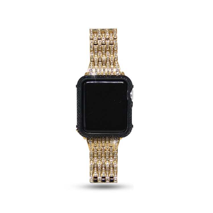 Butterfly Buckle Stainless Steel Rhinestone Decor Electroplating Smart Watch Straps for Apple Watch Series 3/2/1 38mm - Gold Color-4