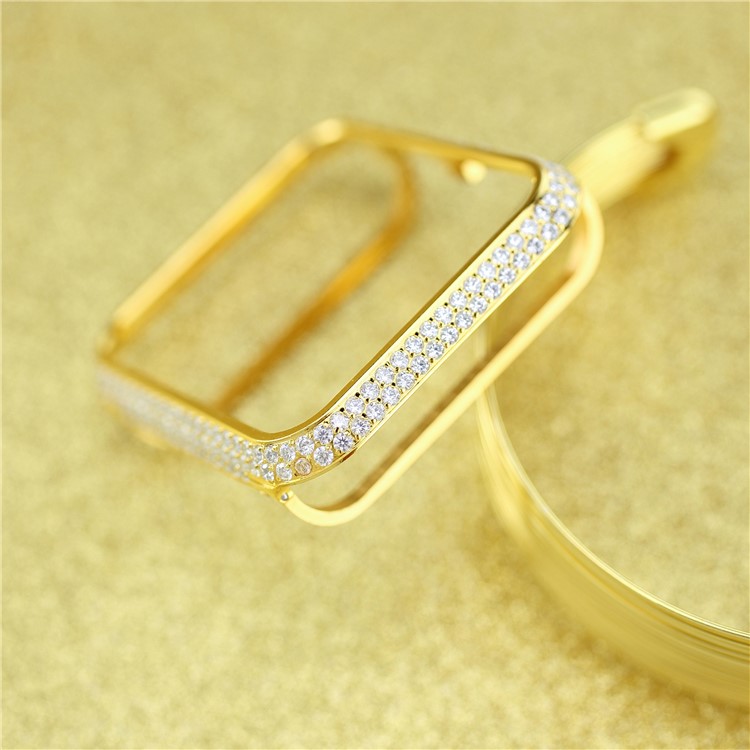 Luxury Diamond Decor Watch Protective Shell for Apple Watch Series 3/2/1 38mm - Gold + Silver-1