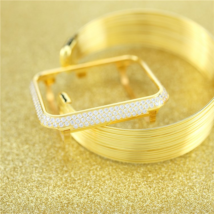 Luxury Diamond Decor Watch Protective Shell for Apple Watch Series 3/2/1 38mm - Gold + Silver-2