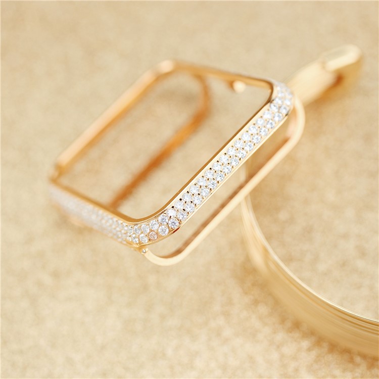 Luxury Diamond Decor Watch Protective Frame for Apple Watch Series 3/2/1 38mm - Rose Gold + Silver-3