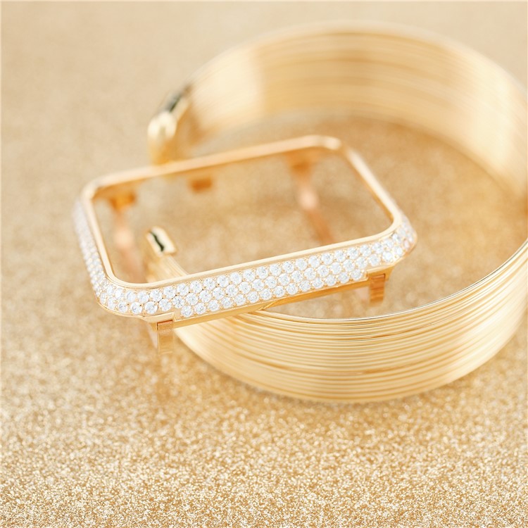 Luxury Diamond Decor Watch Protective Frame for Apple Watch Series 3/2/1 38mm - Rose Gold + Silver-4