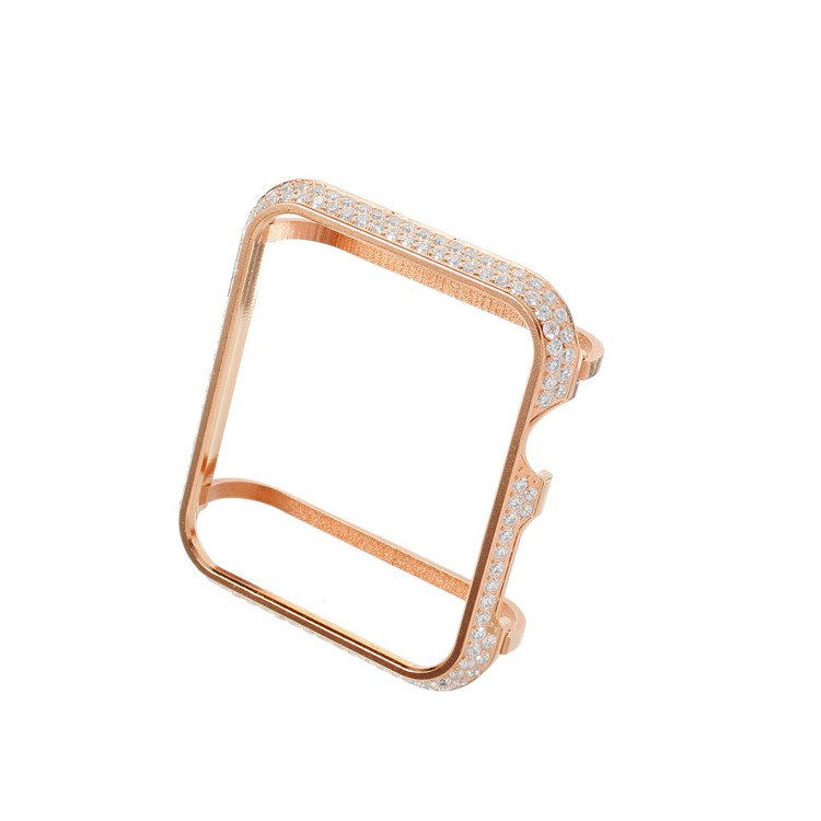 Luxury Diamond Decor Watch Protective Frame for Apple Watch Series 3/2/1 38mm - Rose Gold + Silver-7