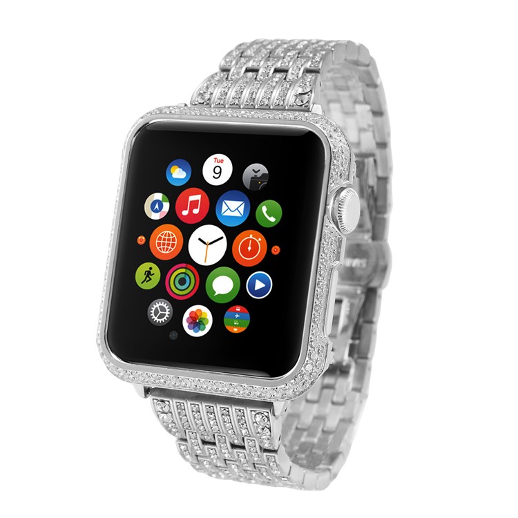 Luxury Diamond Decor Watch Case Protector for Apple Watch Series 3/2/1 38mm - All Silver-12