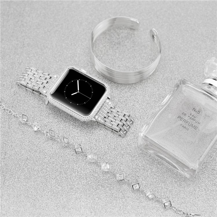 Luxury Diamond Decor Watch Case Protector for Apple Watch Series 3/2/1 38mm - All Silver-2