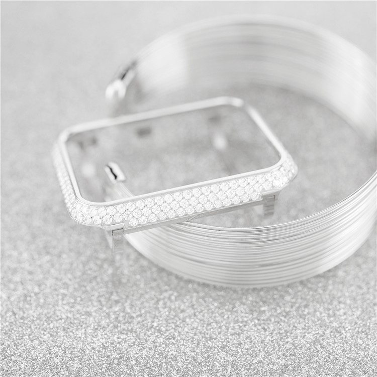 Luxury Diamond Decor Watch Case Protector for Apple Watch Series 3/2/1 38mm - All Silver-4