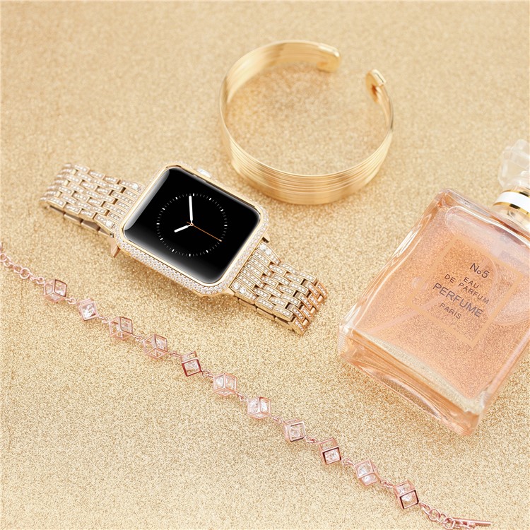 Luxury Diamond Decor Watch Protective Cover for Apple Watch Series 3/2/1 42mm - Rose Gold / Silver-2