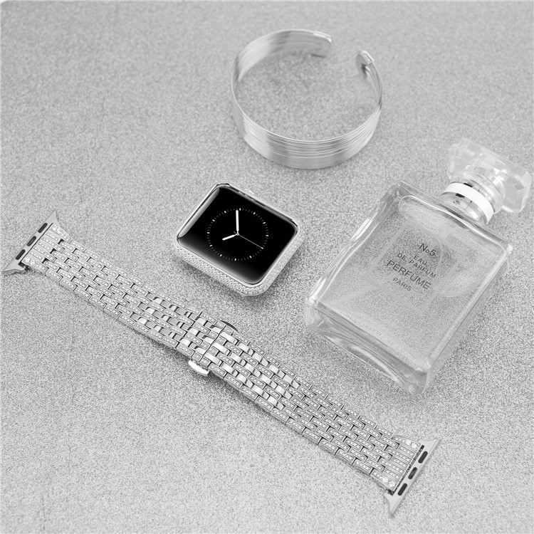 Luxury Diamond Decor Watch Guard Case for Apple Watch Series 3/2/1 42mm - Silver-7