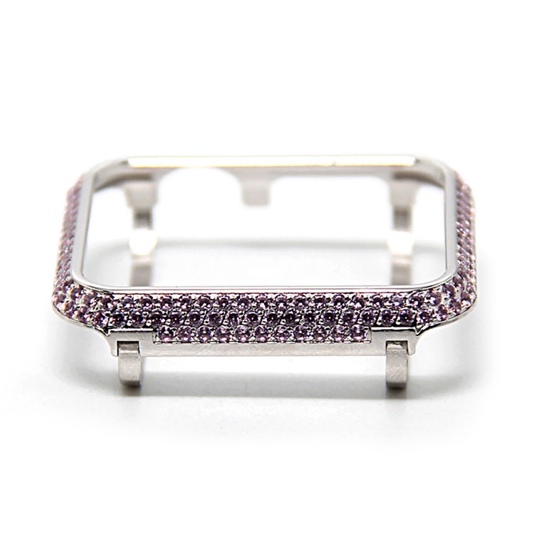 Luxury Diamond Decor Watch Protective Frame Case for Apple Watch Series 3/2/1 42mm - Silver / Pink-2