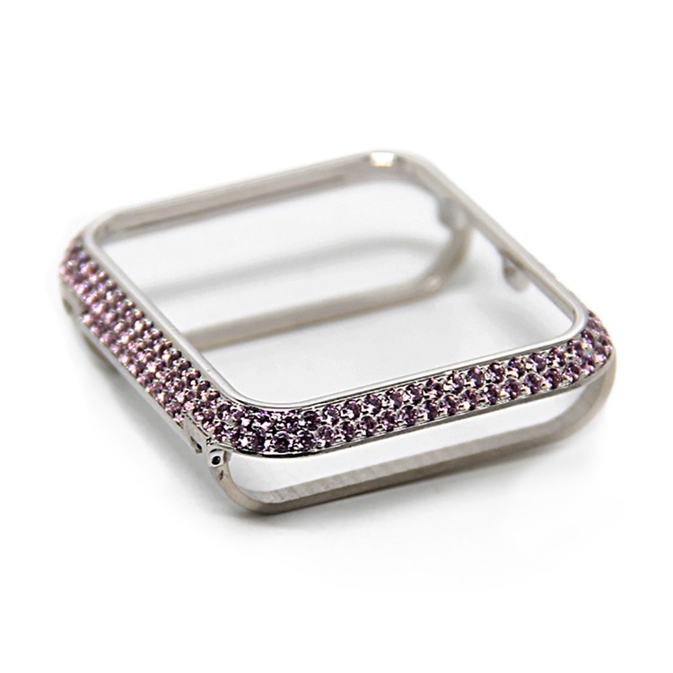 Luxury Diamond Decor Watch Protective Frame Case for Apple Watch Series 3/2/1 42mm - Silver / Pink-3