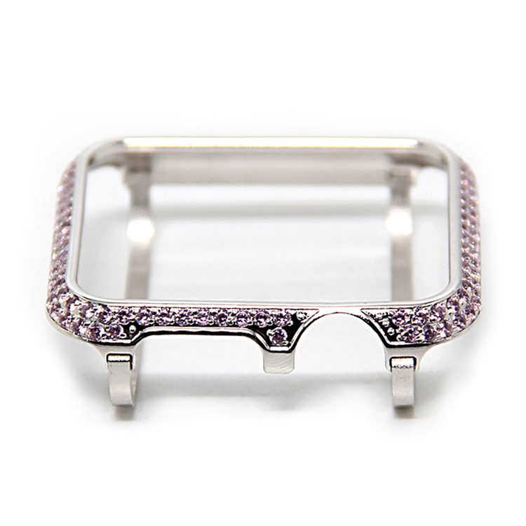 Luxury Diamond Decor Watch Protective Frame Case for Apple Watch Series 3/2/1 42mm - Silver / Pink-4