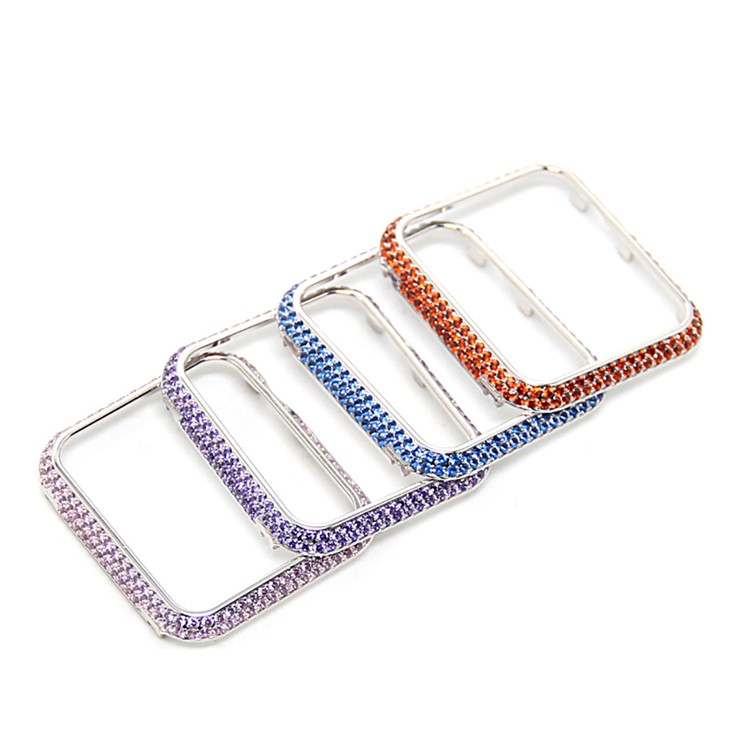 Luxury Diamond Decor Watch Protective Frame Case for Apple Watch Series 3/2/1 42mm - Silver / Pink-6