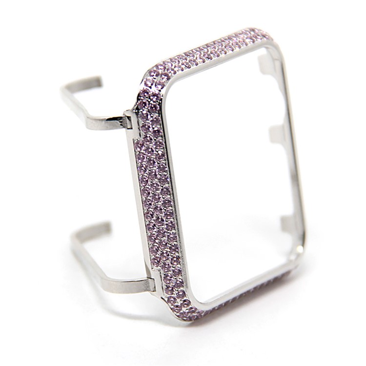 Luxury Diamond Decor Watch Protective Frame Case for Apple Watch Series 3/2/1 42mm - Silver / Pink-7