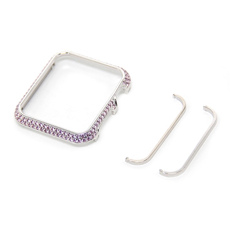 Luxury Diamond Decor Watch Protective Frame Case for Apple Watch Series 3/2/1 42mm - Silver / Pink-8