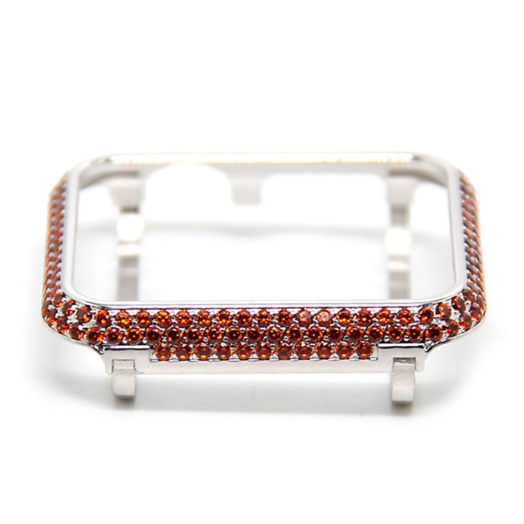 Luxury Diamond Decor Watch Protective Shell for Apple Watch Series 3/2/1 42mm - Silver / Orange-2