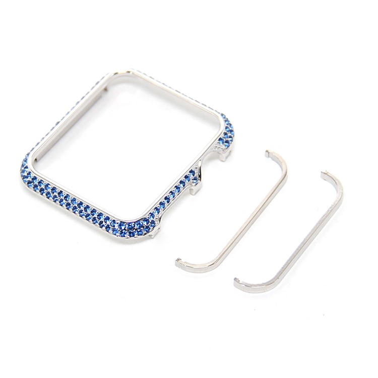 Luxury Diamond Decor Watch Protective Shell Case for Apple Watch Series 3/2/1 42mm - Silver / Blue-2