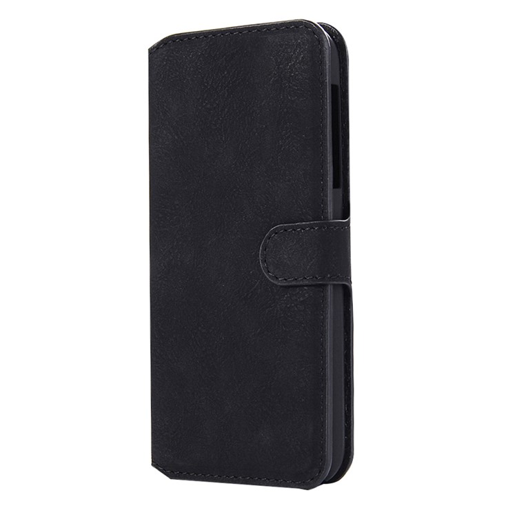 Vintage Style Leather Magnetic Stand Wallet Folio Protective Cover for Fujitsu Arrows F-05J - Black-2