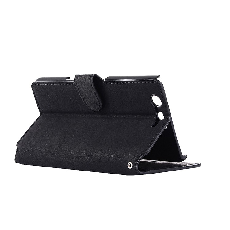Vintage Style Leather Magnetic Stand Wallet Folio Protective Cover for Fujitsu Arrows F-05J - Black-4