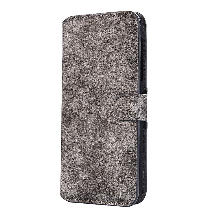 Vintage Style Leather Magnetic Stand Wallet Folio Protective Case for Fujitsu Arrows F-05J - Grey-2