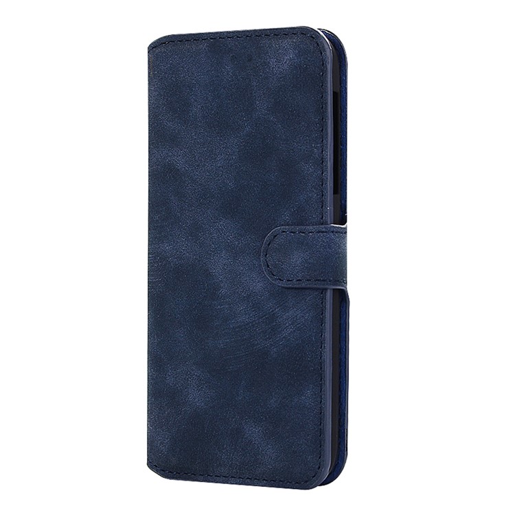 Vintage Style Leather Magnetic Stand Wallet Folio Protective Shell for Fujitsu Arrows F-05J - Blue-2