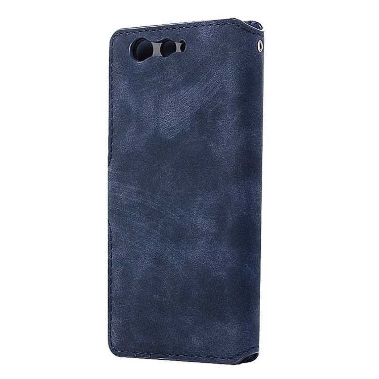 Vintage Style Leather Magnetic Stand Wallet Folio Protective Shell for Fujitsu Arrows F-05J - Blue-3