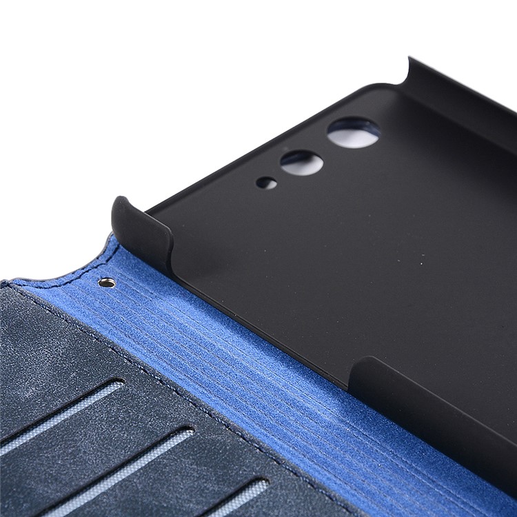 Vintage Style Leather Magnetic Stand Wallet Folio Protective Shell for Fujitsu Arrows F-05J - Blue-8