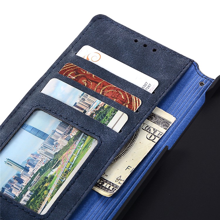 Vintage Style Leather Magnetic Stand Wallet Folio Protective Shell for Fujitsu Arrows F-05J - Blue-9