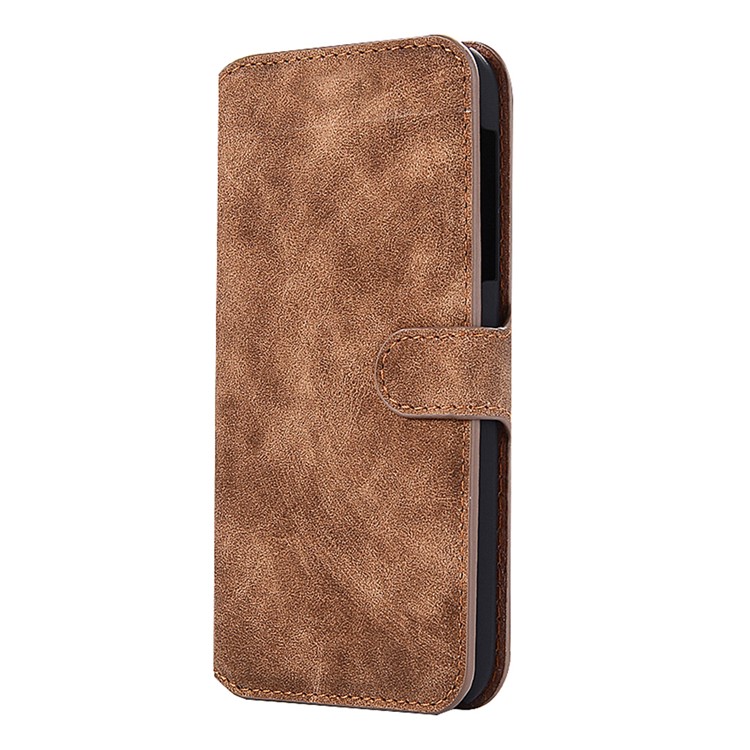Vintage Style Leather Magnetic Stand Wallet Folio Protective Mobile Phone Cover for Fujitsu Arrows F-05J - Coffee-2