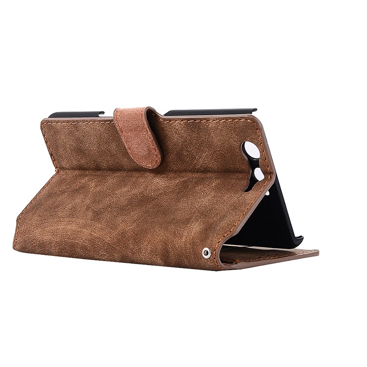 Vintage Style Leather Magnetic Stand Wallet Folio Protective Mobile Phone Cover for Fujitsu Arrows F-05J - Coffee-4