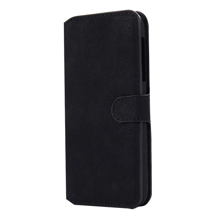 Vintage Matte Leather Wallet Stand Case for Sharp Aquos R SH-03J - Black-2