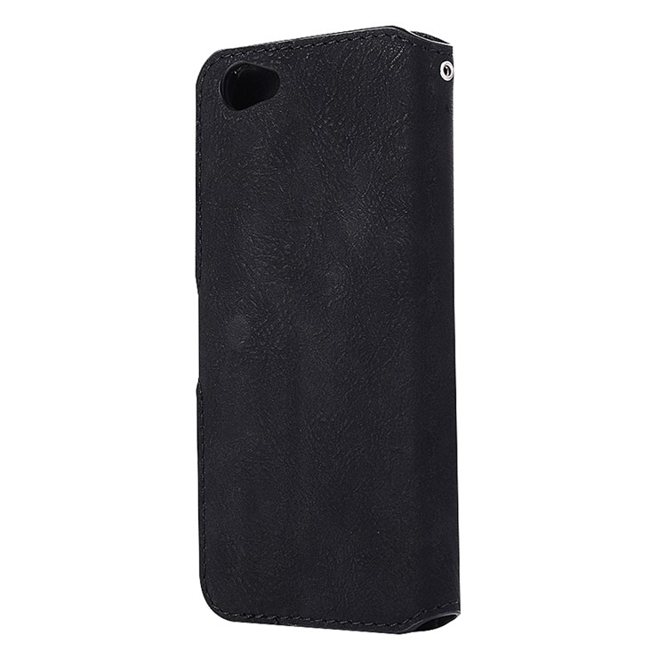 Vintage Matte Leather Wallet Stand Case for Sharp Aquos R SH-03J - Black-3