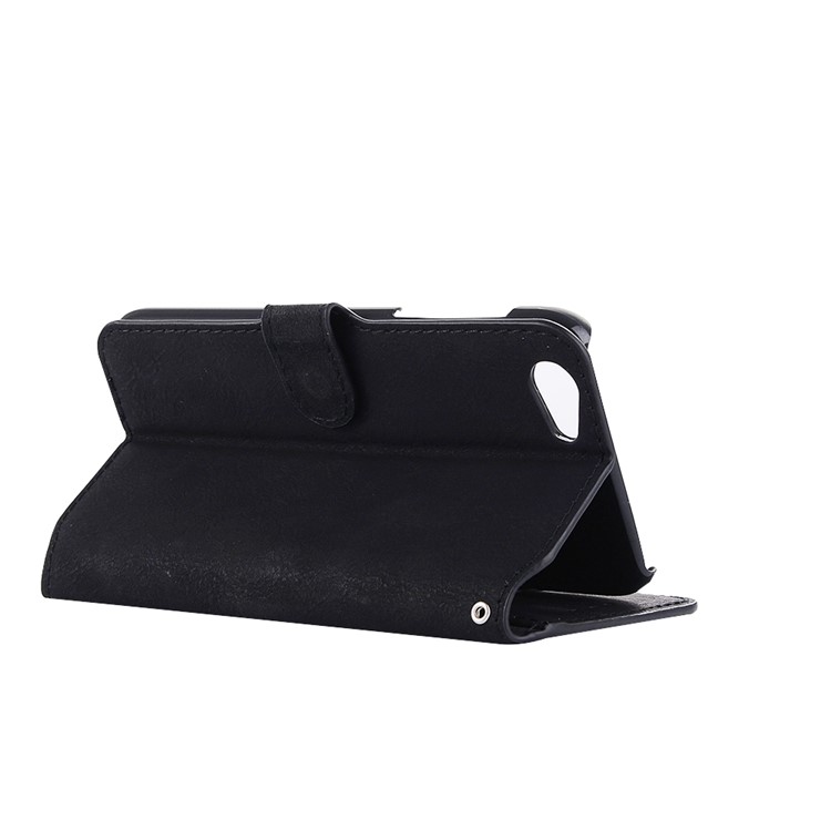 Vintage Matte Leather Wallet Stand Case for Sharp Aquos R SH-03J - Black-5