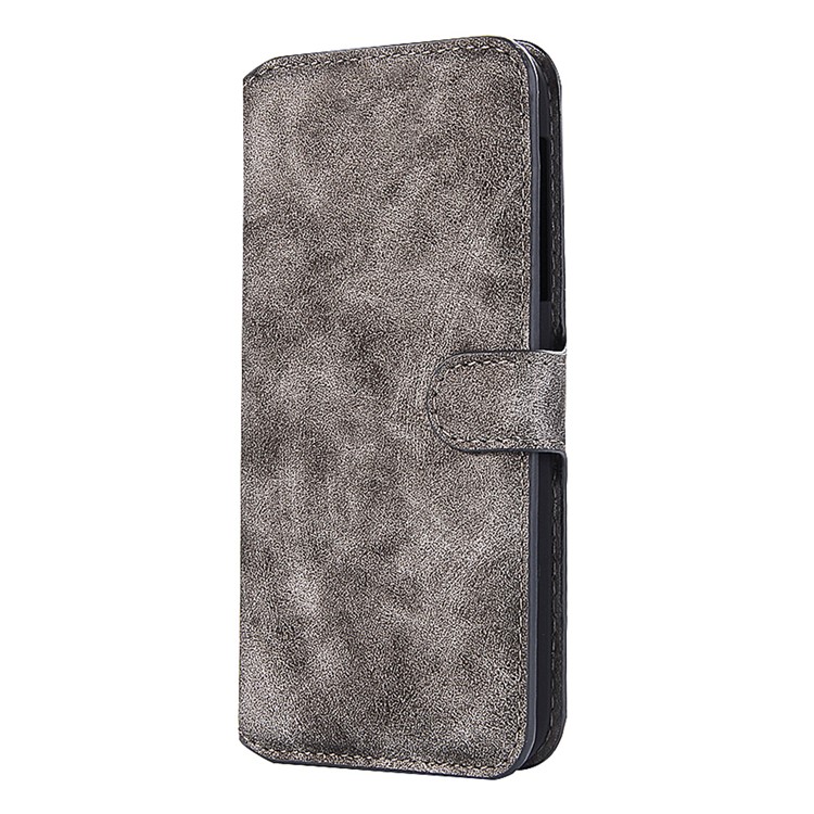 Vintage Matte Leather Wallet Stand Cover for Sharp Aquos R SH-03J - Grey-2