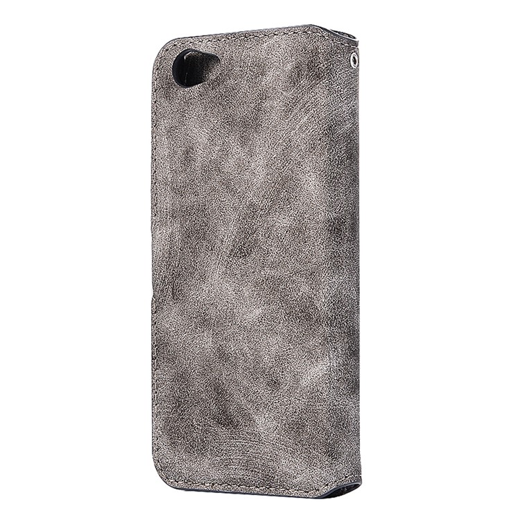 Vintage Matte Leather Wallet Stand Cover for Sharp Aquos R SH-03J - Grey-3